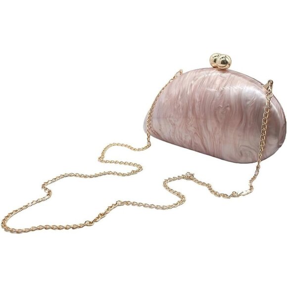 Women White Seashell Chain Shoulder Bag for Acrylic Evening Clutch Glitter Bag